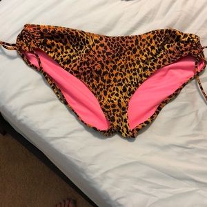 VS swim bottoms leopard print w pink inside LG